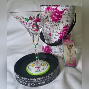 Delish Handpainted Girls Nite Out 7oz Martini Glass Stemware in Box